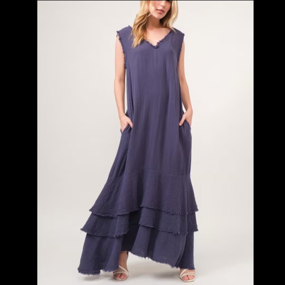 NWT And The Why Gauze Tiered Maxi Dress